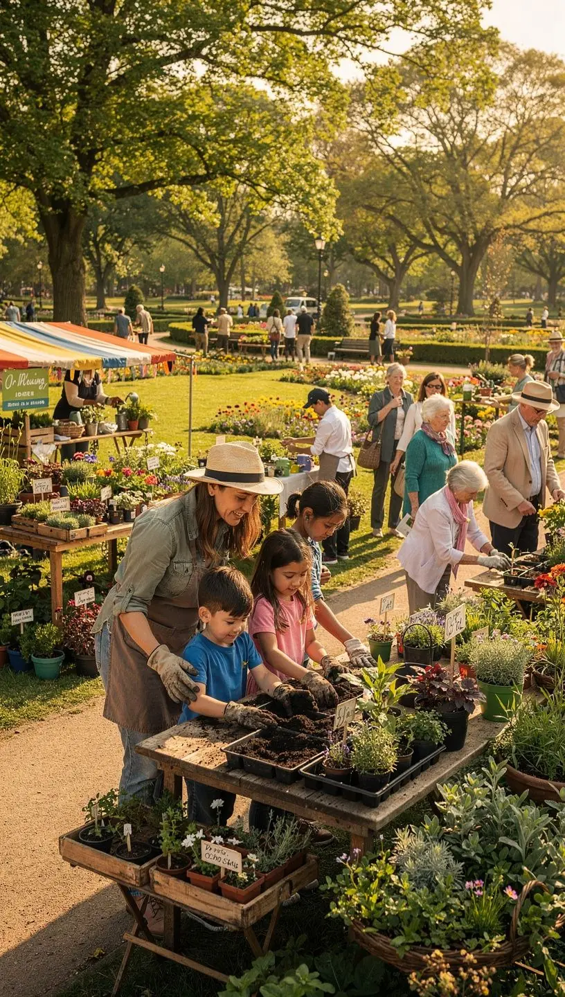 Participants engaging in diverse gardening workshops
